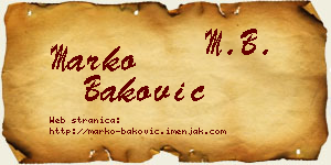 Marko Baković vizit kartica